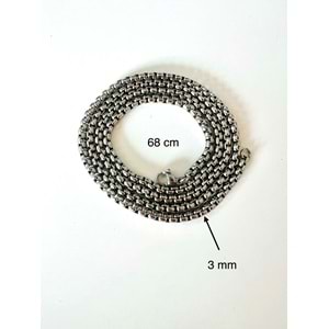 UNİSEX İÇ İÇE GEÇMELİ ÇELİK KOLYE 68CM-3MM ACR9364