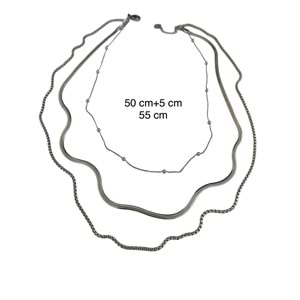 ÇELİK 3'LÜ ZİNCİR KOLYE 50+5CM-GÜMÜŞ RENK ACR9417