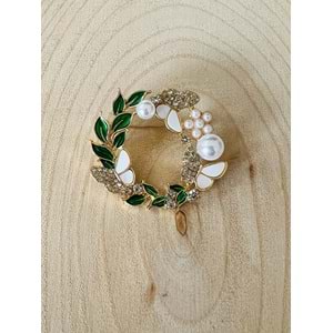 İNCİLİ, KELEBEKLİ ÇELENK BROŞ ACR9589