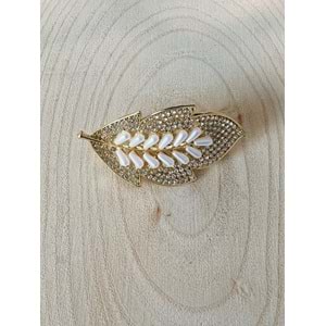 TAŞLI, İNCİLİ YAPRAK BROŞ ACR9592