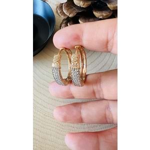 XUPING ROSE RENK DOKULU, BEYAZ ZİRKON TAŞLI HALKA KÜPE ACR9680