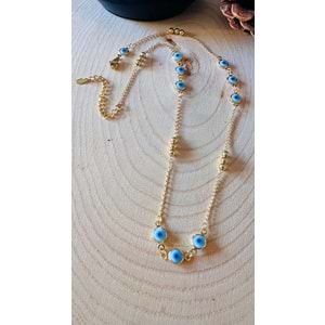 XUPING 14K GOLD RENK DORİKALI NAZAR KOLYE 45+5CM ACR9692