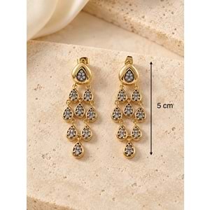 GOLD RENK DAMLA MOTİFLİ SALLANTILI KÜPE ACR9698