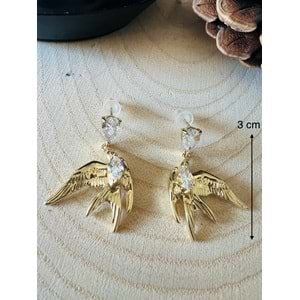 GOLD RENK TAŞLI KIRLANGIÇ KÜPE ACR9700