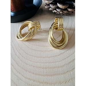 GOLD RENK İÇ İÇE GEÇEN HALKALI VİNTAGE SARMAL KÜPE ACR9702