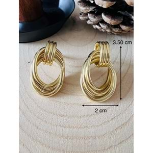 GOLD RENK İÇ İÇE GEÇEN HALKALI VİNTAGE SARMAL KÜPE ACR9702