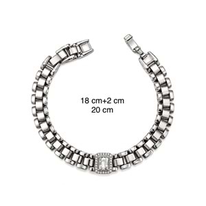 XUPING GÜMÜŞ RENK ORTASI KARE TAŞLI KORDON BİLEKLİK 18+2CM ACR9717