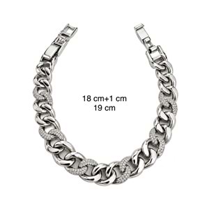 XUPING GÜMÜŞ RENK ZİRKON TAŞLI ZİNCİR BİLEKLİK 18+1CM ACR9719