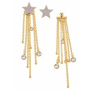 GOLD RENK ZİNCİR SALLANTILI, TAŞLI YILDIZ KÜPE ACR9722