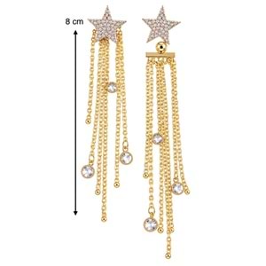 GOLD RENK ZİNCİR SALLANTILI, TAŞLI YILDIZ KÜPE ACR9722