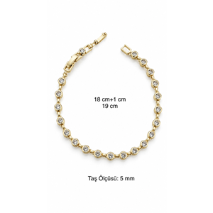 XUPING 14K GOLD RENK YUVARLAK TAŞLI MİNİMALİST BİLEKLİK 18+1CM ACR9730