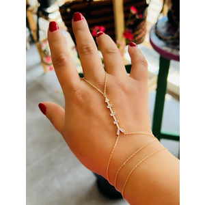 BİLEKTEN ÇİFT DOLAMALI, BAGET TAŞLI OK ŞAHMERAN-GOLD RENK ACR9737