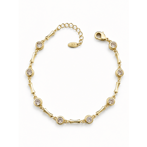 XUPING 14K GOLD RENK ÇUBUK GEÇİŞLİ, YUVARLAK TAŞLI MİNİMALİST BİLEKLİK 19+3CM ACR9748