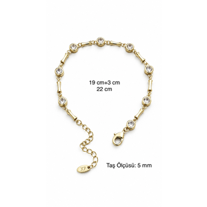 XUPING 14K GOLD RENK ÇUBUK GEÇİŞLİ, YUVARLAK TAŞLI MİNİMALİST BİLEKLİK 19+3CM ACR9748
