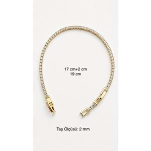XUPING 14K GOLD RENK, KARE TAŞLI, İNCE SUYOLU BİLEKLİK 17+2CM ACR9751