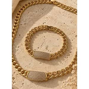 XUPING 14K GOLD RENK GURMET MODEL ZİNCİR KOLYE VE BİLEKLİK SETİ ACR9753