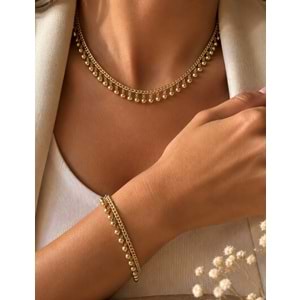 XUPING 14K GOLD RENK DORİKA SALLANTILI KOLYE VE BİLEKLİK SETİ ACR9756