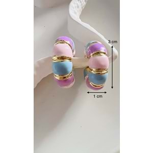 XUPING GOLD RENK RENKLİ MİNELİ BOMBE HALKA KÜPE ACR9768