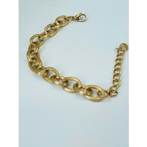 GOLD RENK ZİNCİR ÇELİK BİLEKLİK 16+5 CM-1 CM ACR9792