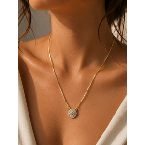 XUPING 14K GOLD RENK, NAZAR KOLYE 44+4CM ACR9799