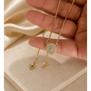 XUPING 14K GOLD RENK, NAZAR KOLYE 44+4CM ACR9799