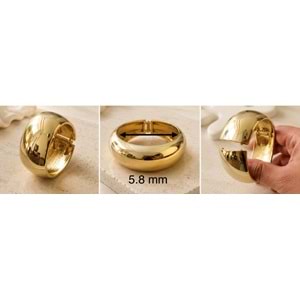 GENİŞ, YUVARLAK BOMBELİ, GOLD RENK, KELEPÇE, BİLEZİK ACR9812
