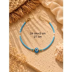 MAVİ NAZAR BONCUKLU HALHAL 24+3CM ACR9855