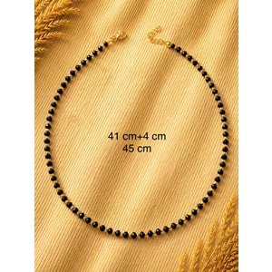 SİYAH BONCUKLU KOLYE 41+4CM ACR9899