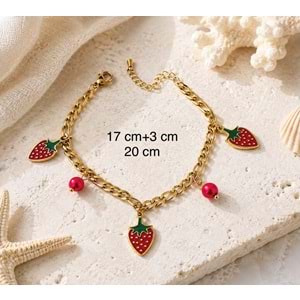 ÇİLEK CHARMLI ÇELİK BİLEKLİK 17+3CM ACR9910