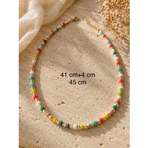 DORİKALI, RENKLİ BONCUKLU KOLYE 41+4CM ACR9920