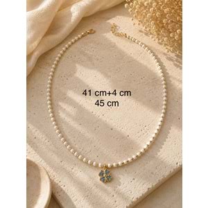 YONCA UÇLU, KREM RENK BONCUKLU KOLYE 41+4CM ACR9930
