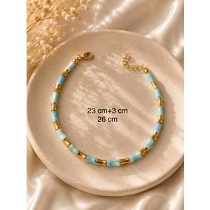 MAVİ SİLİNDİR BONCUKLU HALHAL 23+3CM ACR9936
