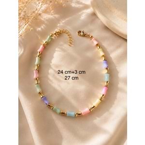 RENKLİ SİLİNDİR BONCUKLU HALHAL 24+3CM ACR9937