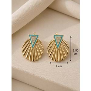 XUPING ROSE RENK, TURKUAZ MİNELİ YELPAZE KÜPE ACR9950