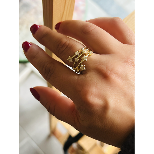 AYARLANABİLİR GOLD RENK TAŞLI YILDIZ YÜZÜK ACR0023