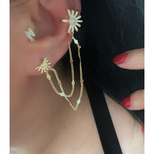 SIKIŞTIRMALI, ZİNCİR SALLANTILI KÜPE-GOLD RENK ACR0095