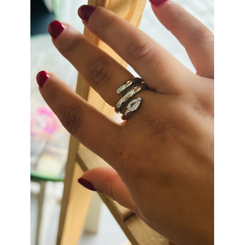 AYARLANABİLİR DAMLA TAŞLI GÜMÜŞ RENK SARMAL YÜZÜK ACR0112