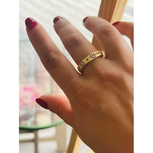 AYARLANABİLİR GOLD RENK PEMBE TAŞLI YÜZÜK ACR0120