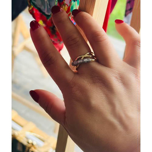 AYARLANABİLİR GOLD RENK GÜMÜŞ TAŞLI SARMAL YÜZÜK ACR0128