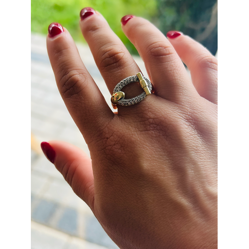 AYARLANABİLİR GÜMÜŞ TAŞLI GOLD RENK YÜZÜK ACR0133