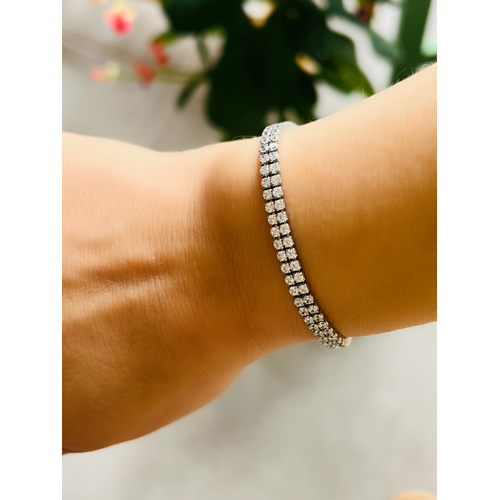 XUPING GÜMÜŞ RENK ÇİFT SIRA SUYOLU BİLEKLİK 17+2CM ACR0315