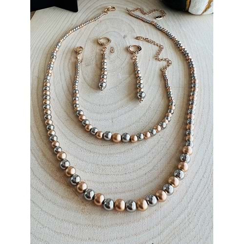 XUPING DORİKA KOLYE, BİLEKLİK, KÜPE SET-ROSE, GÜMÜŞ ACR1381