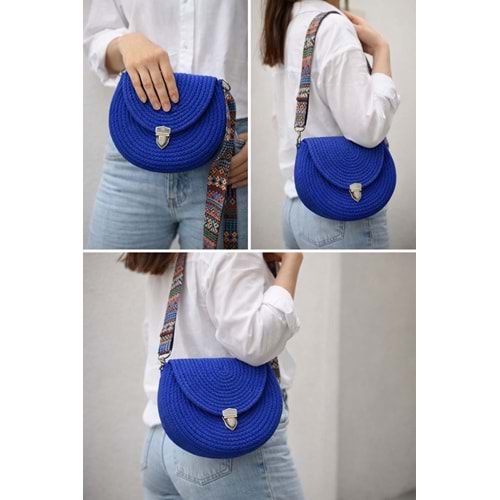 GADE EL YAPIMI SAKS MAVİSİ MAKARON ÇANTA ACR4166