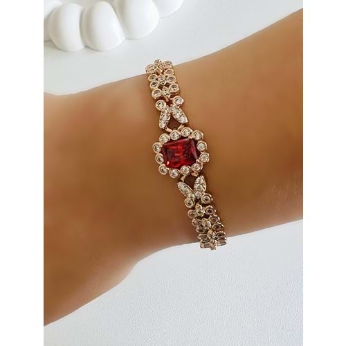 XUPING KIRMIZI TAŞLI BİLEKLİK 17+3 CM-ROSE ACR42995