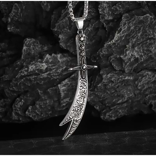 ERKEK ÇELİK KILIÇ KOLYE 60CM-GÜMÜŞ ACR5412
