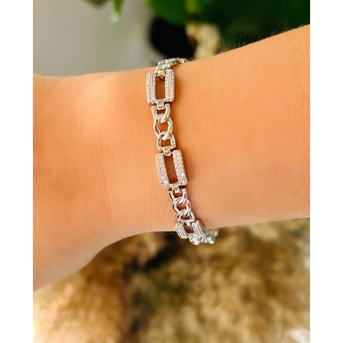 XUPING KARE TAŞLI BİLEKLİK 17+2CM-GÜMÜŞ ACR6229