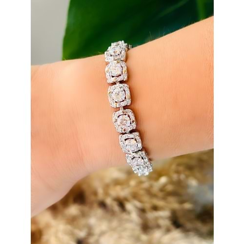 XUPING KARE ZİRKON TAŞLI BİLEKLİK 17+2CM-GÜMÜŞ ACR6238