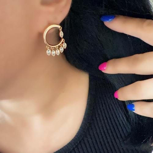XUPING DAMLA TAŞ SALLANTILI KÜPE-ROSE RENK ACR6595
