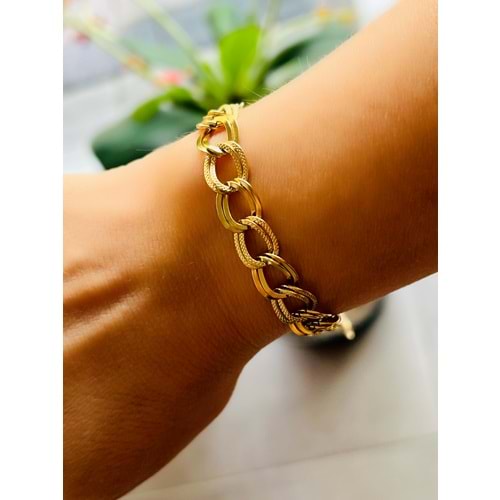 ÇELİK ZİNCİR BİLEKLİK 20+6CM-GOLD RENK ACR6675