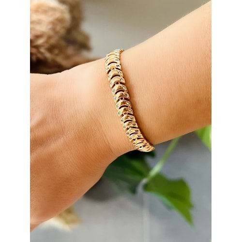 XUPING TAŞLI BALIKSIRTI BİLEKLİK 18+1CM-ROSE RENK ACR6868